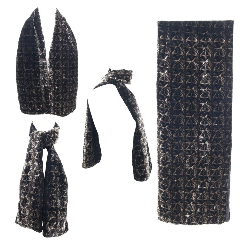 Anne‎ Toomey Scarf Black Dramatic Elegant Classic Timeless Artistic Luxurious